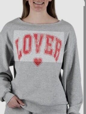 State of Mind Heather Gray Crewneck Sweatshirt with Pink 'LOVER' Graphic